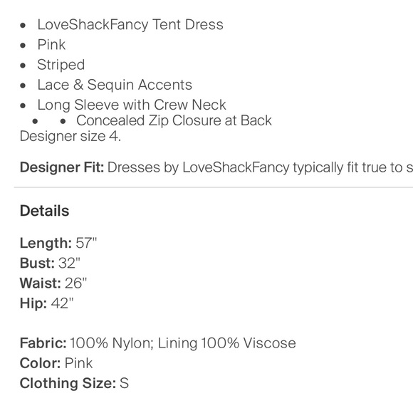 NWT LoveShackFancy Avalyn Sequin Stripe Dress size 4 - Picture 4 of 5